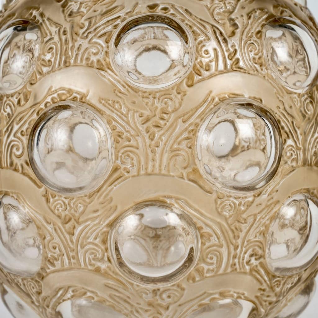 1925 René Lalique – Vase Antilopes Verre Blanc Patiné Sépia 6