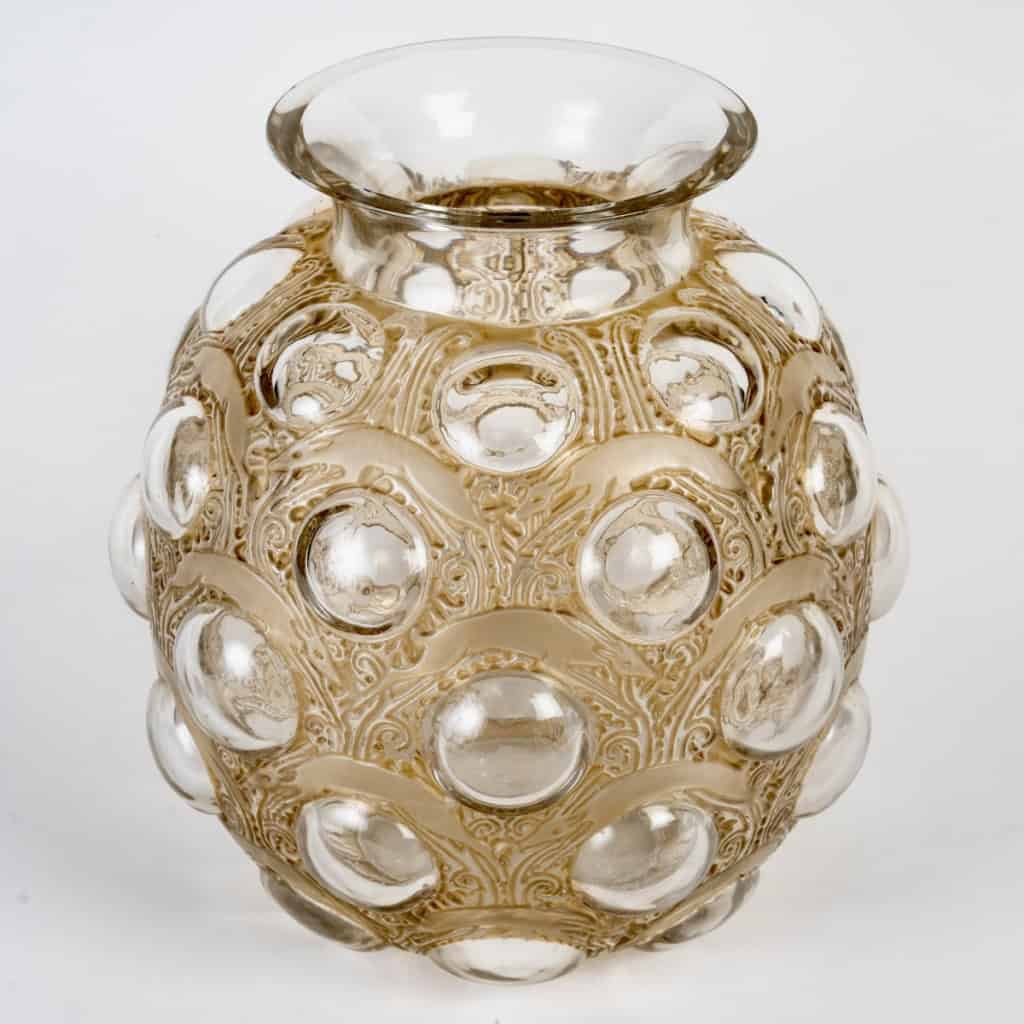 1925 René Lalique – Vase Antilopes Verre Blanc Patiné Sépia 4