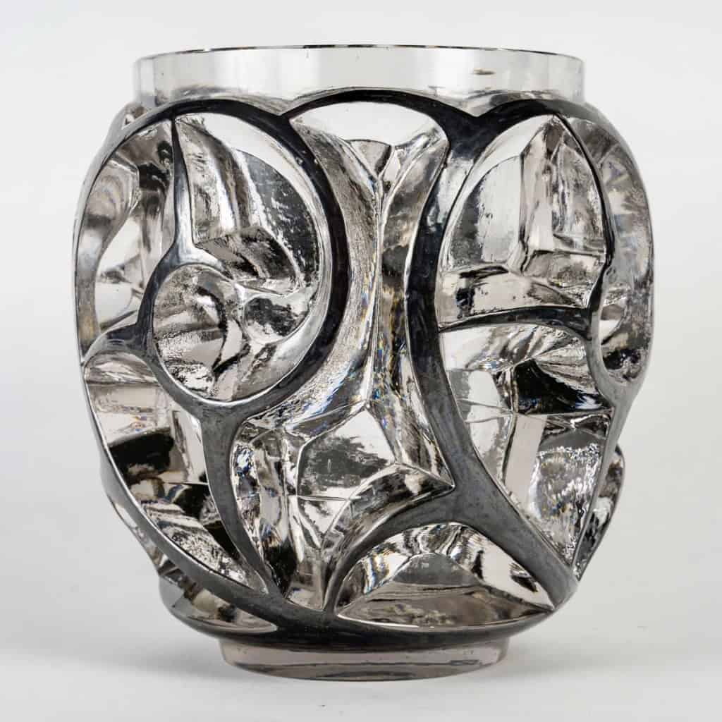 1926 René Lalique – Vase Tourbillons Verre Blanc Emaillé Noir 5