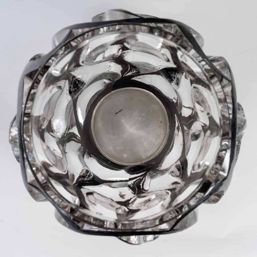 1926 René Lalique – Vase Tourbillons Verre Blanc Emaillé Noir 8