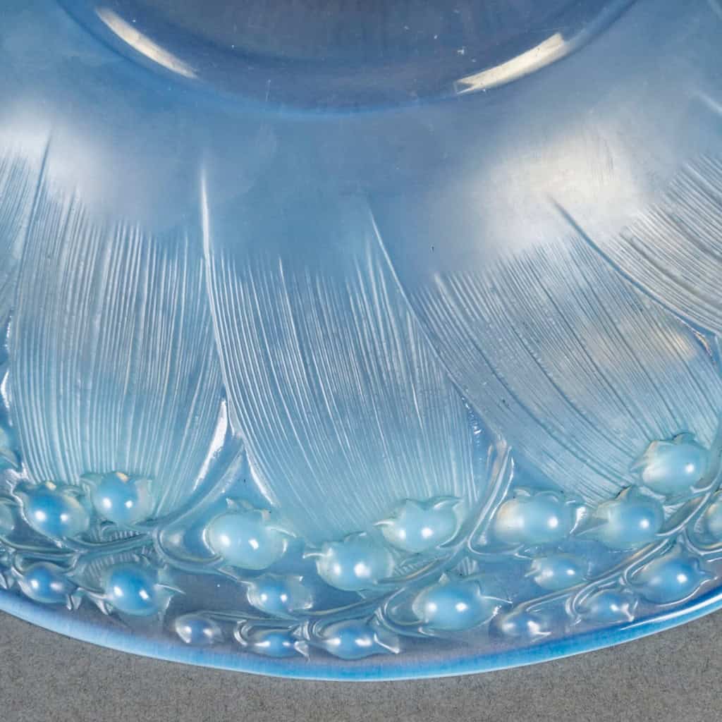 1931 René Lalique – Coupe Muguet Verre Opalescent Patiné Bleu 8