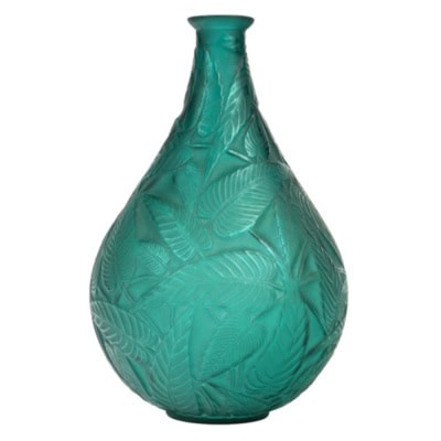 René LALIQUE -1923- Vase « SAUGE » teinté Vert émeraude