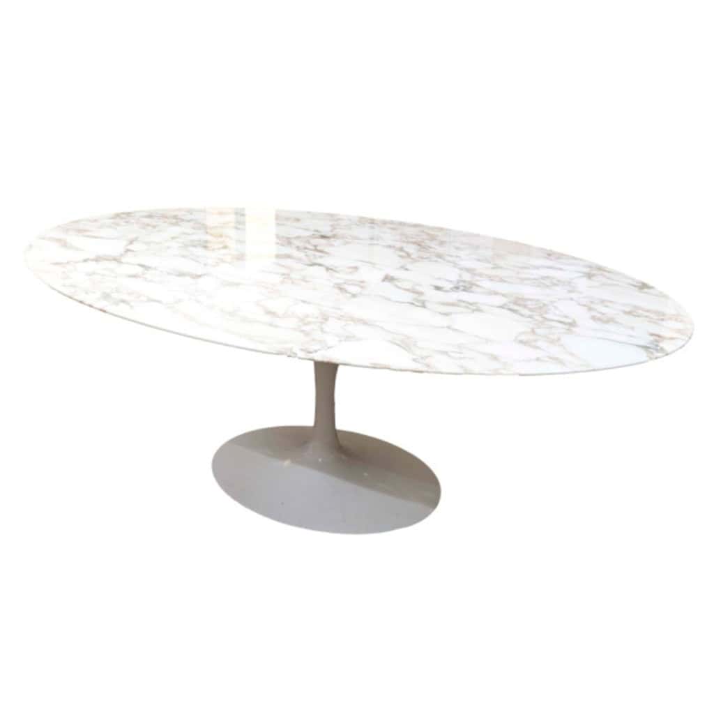 Eero SAARINEN (1910-1961) – Edition KNOLL ,table ovale marbre CALACATTA ORO VERDE 1978 3