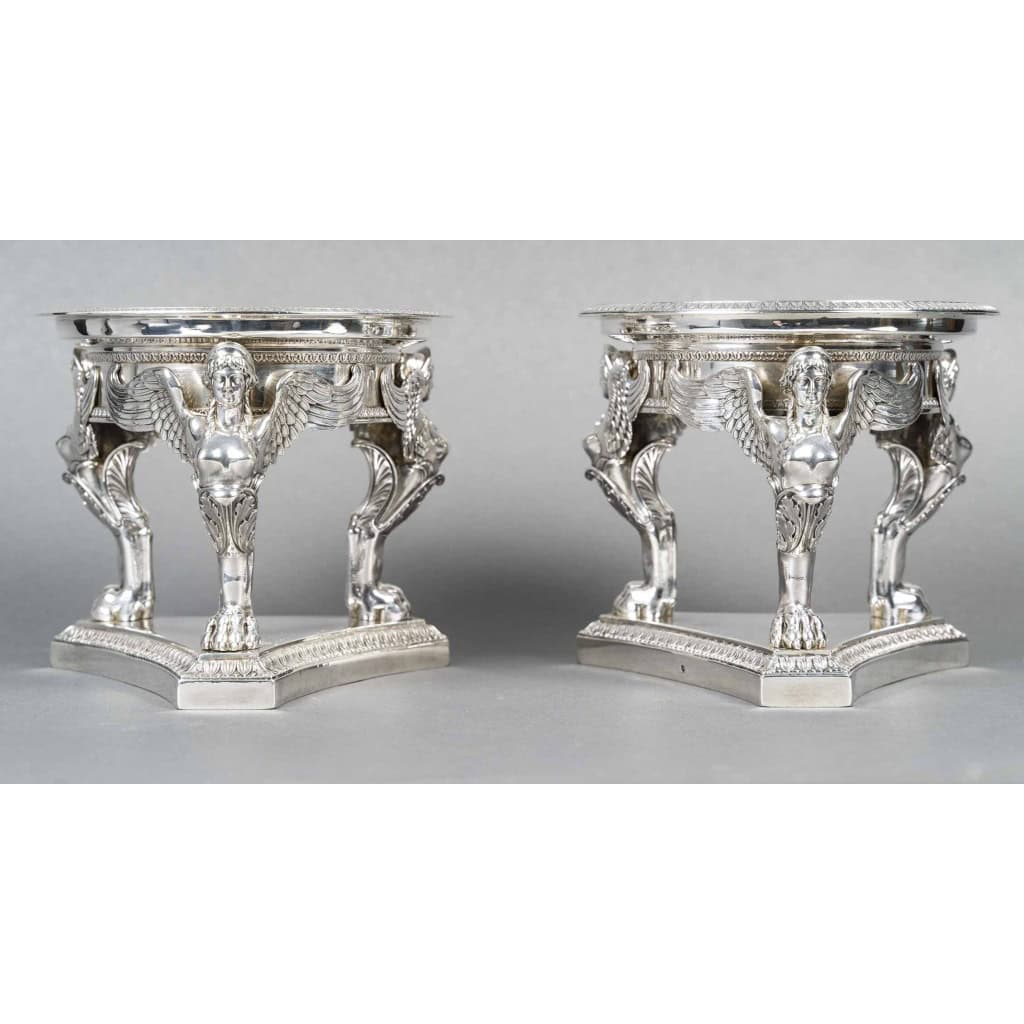 GUSTAVE ODIOT – Paire de coupes argent et cristal Baccarat XIXé 4