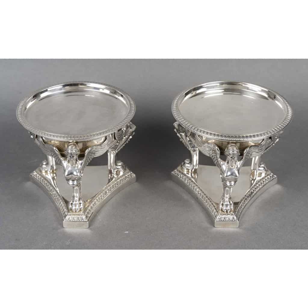 GUSTAVE ODIOT – Paire de coupes argent et cristal Baccarat XIXé 9