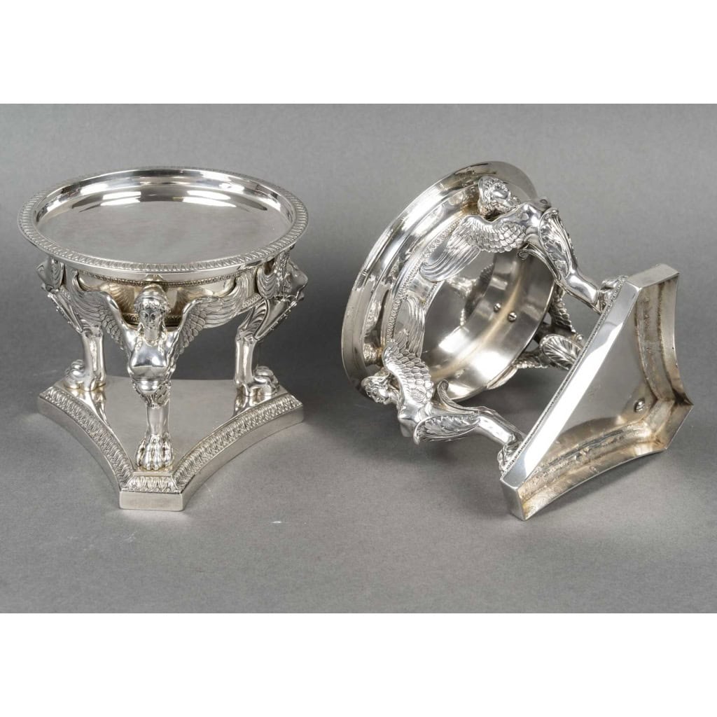 GUSTAVE ODIOT – Paire de coupes argent et cristal Baccarat XIXé 15