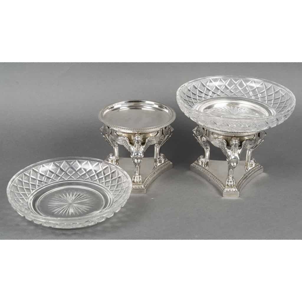 GUSTAVE ODIOT – Paire de coupes argent et cristal Baccarat XIXé 20