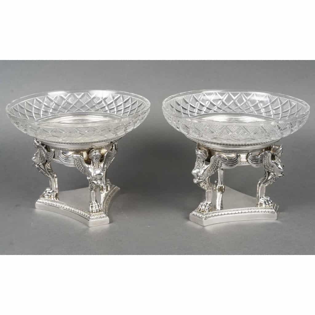 GUSTAVE ODIOT – Paire de coupes argent et cristal Baccarat XIXé 23