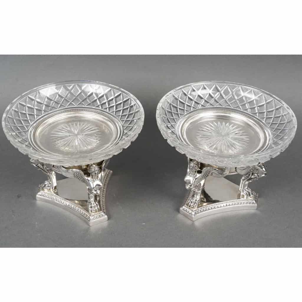 GUSTAVE ODIOT – Paire de coupes argent et cristal Baccarat XIXé 26