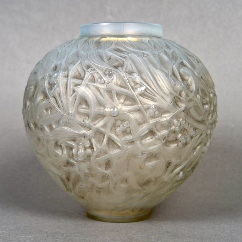 1920 René Lalique – Vase Gui Verre Opalescent Patiné Gris 3