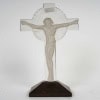 1932 René Lalique – Statuette Crucifix Christ Verre Blanc Patiné Gris 8