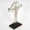 1932 René Lalique – Statuette Crucifix Christ Verre Blanc Patiné Gris 9