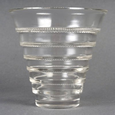 1933 René Lalique – Vase Art Déco Moderniste Meudon Verre Blanc 3