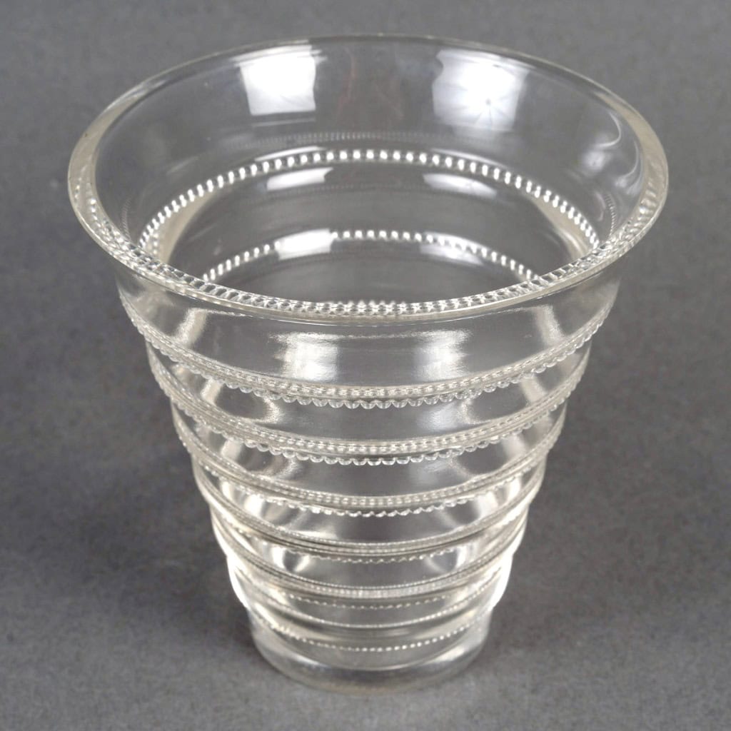 1933 René Lalique – Vase Art Déco Moderniste Meudon Verre Blanc 4