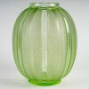 1932 René Lalique – Vase Biskra Verre Vert Clair Patiné Blanc 8