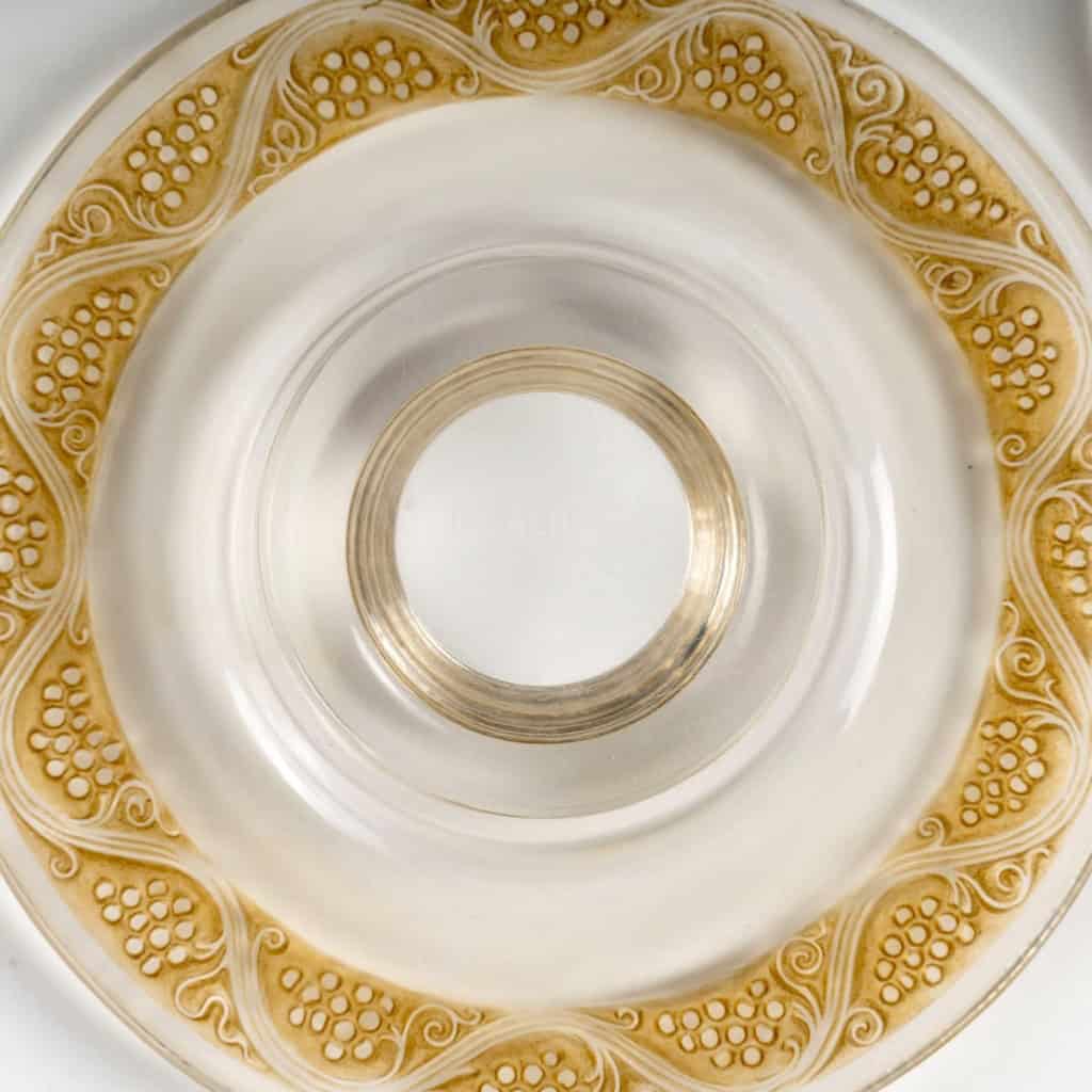 1934 René Lalique – Paire De Bougeoirs Art Déco Ricquewihr Verre Blanc Patiné Sépia 8