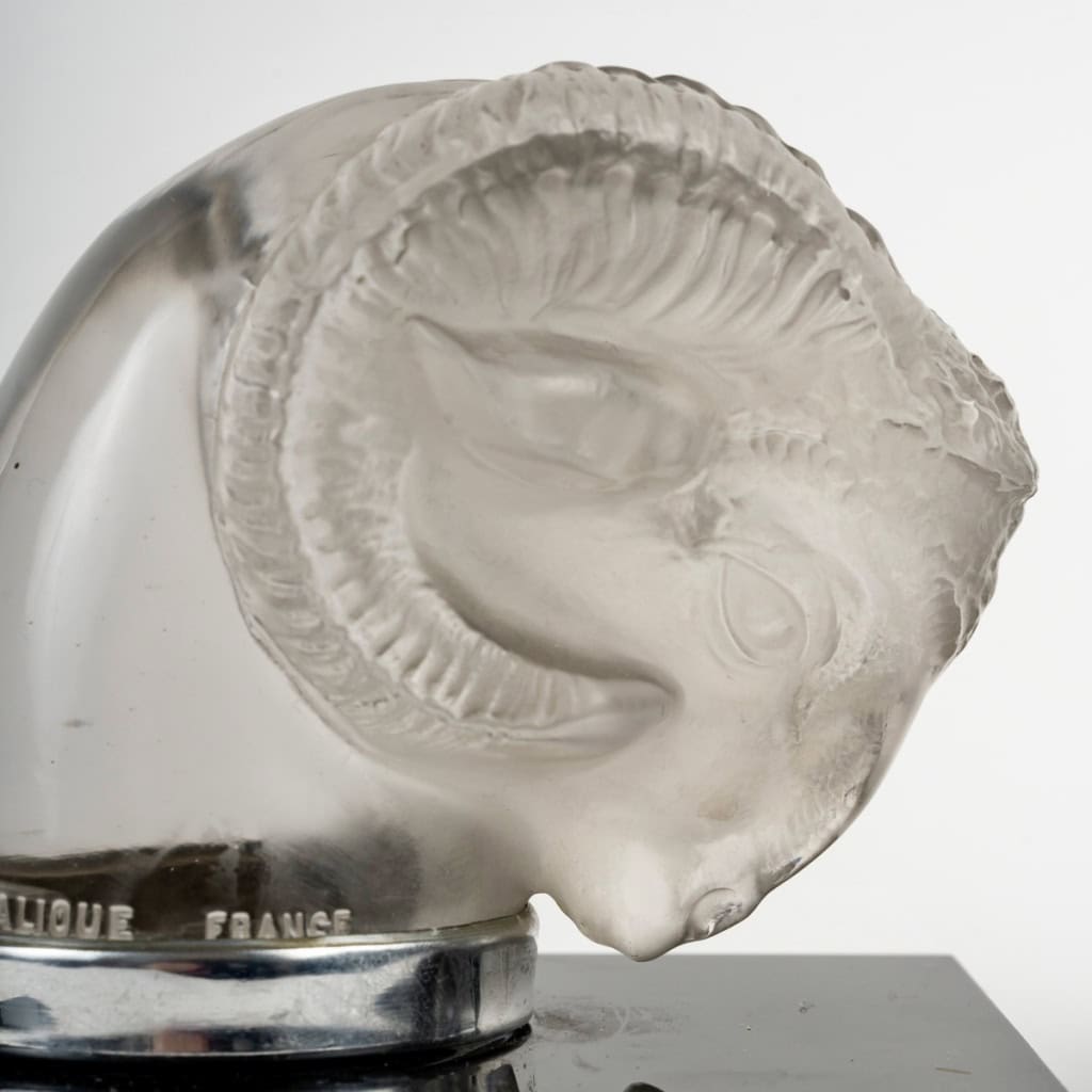 1928 René Lalique – Paire De Serre Livres Mascottes Tête De Belier Verre 6