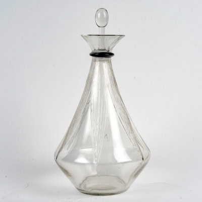 1925 René Lalique – Carafe Art Déco Sélestat Verre Blanc Et Noir