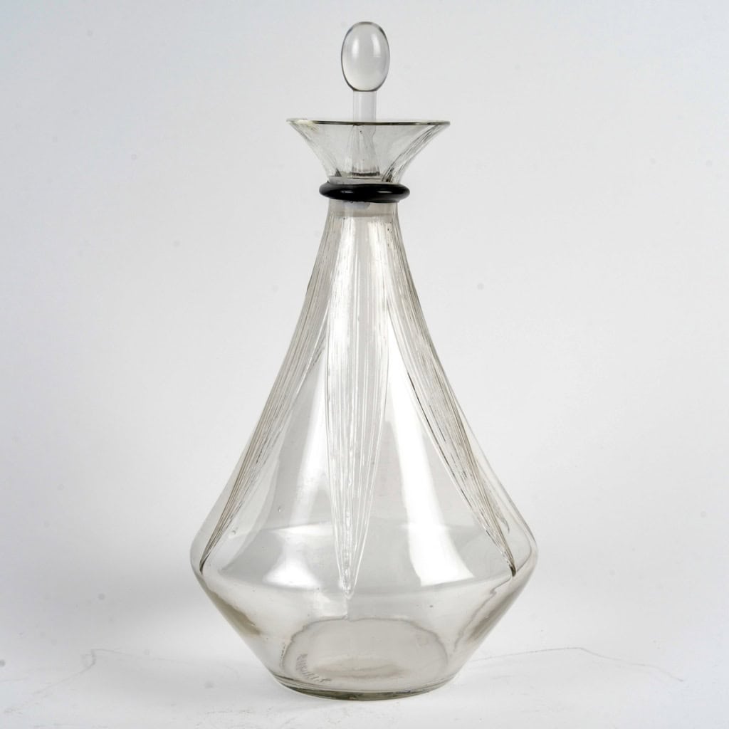 1925 René Lalique – Carafe Art Déco Sélestat Verre Blanc Et Noir 4