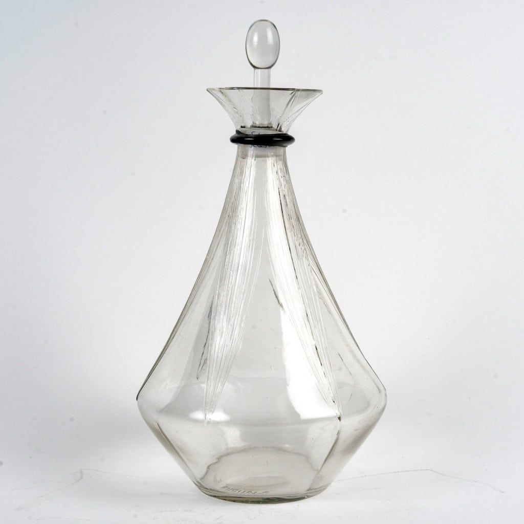 1925 René Lalique – Carafe Art Déco Sélestat Verre Blanc Et Noir 5