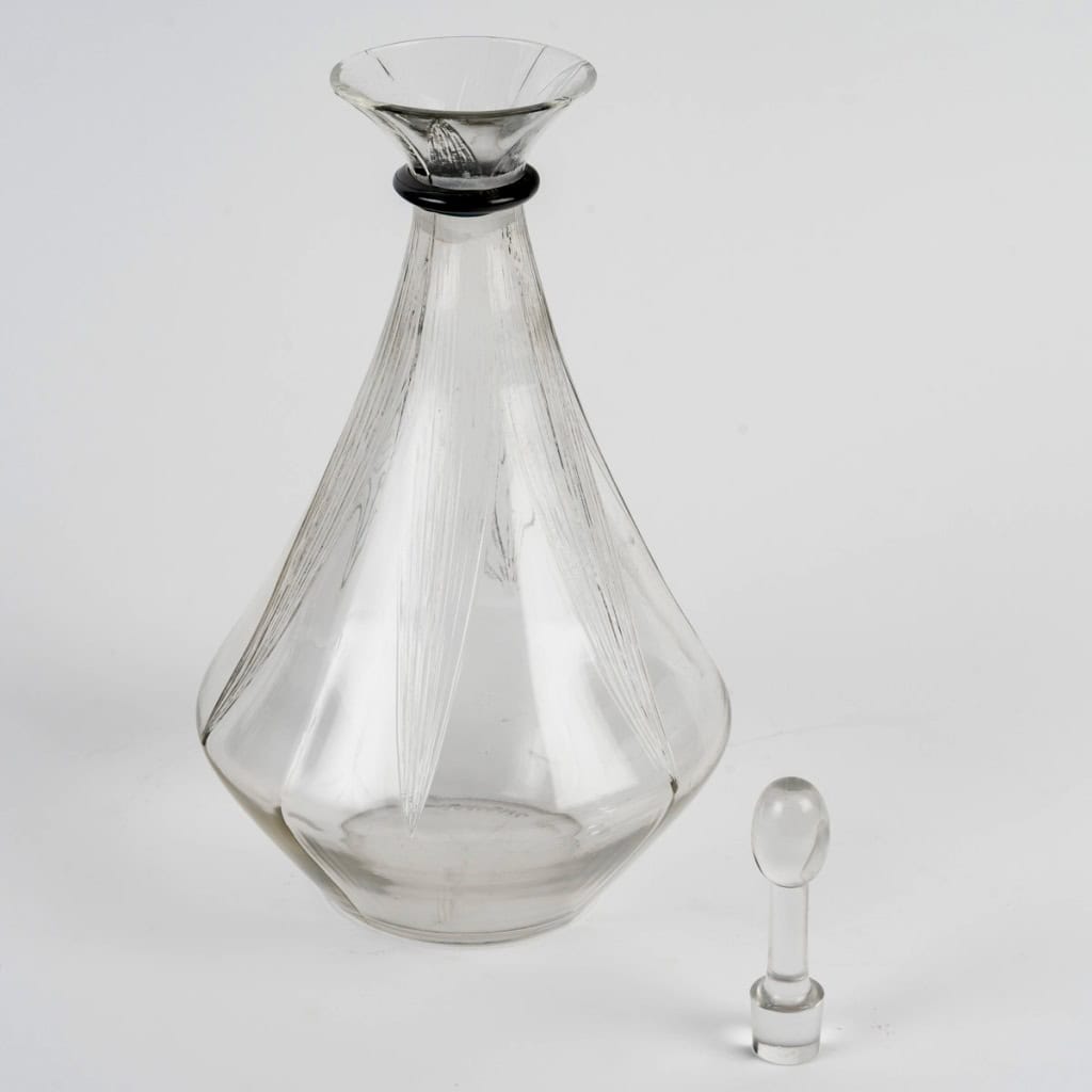 1925 René Lalique – Carafe Art Déco Sélestat Verre Blanc Et Noir 6