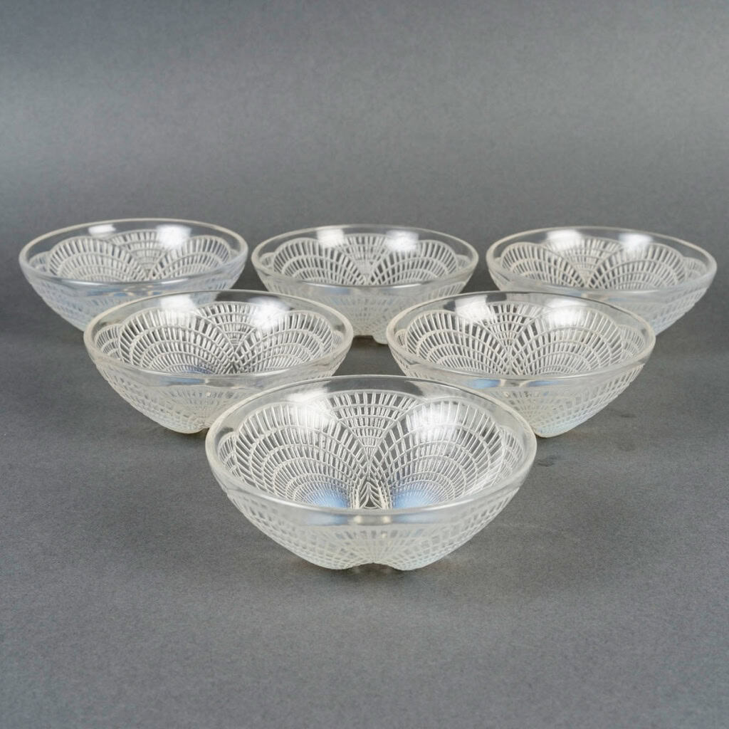 1924 René Lalique – 6 Bols Coquilles Verre Opalescent 4