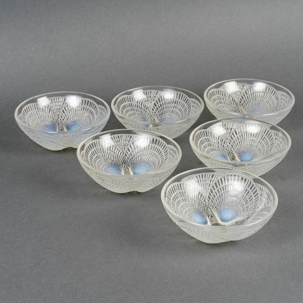 1924 René Lalique – 6 Bols Coquilles Verre Opalescent 3