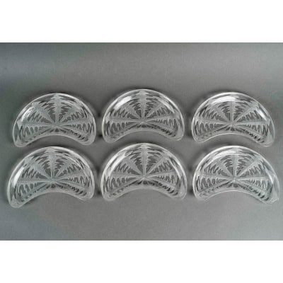 1924 René Lalique – 6 Assiettes à Salade Pissenlit Verre Blanc