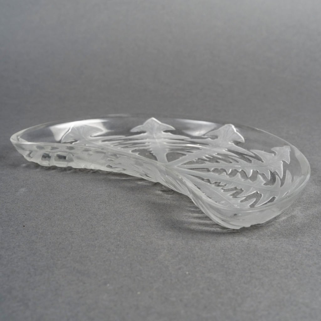 1924 René Lalique – 6 Assiettes à Salade Pissenlit Verre Blanc 8