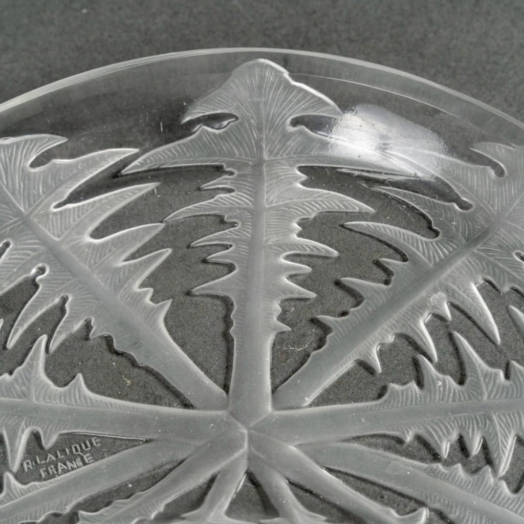 1924 René Lalique – 6 Assiettes à Salade Pissenlit Verre Blanc 9