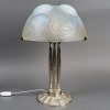 1921 René Lalique – Lampe Dahlias Verre Opalescent Et Bronze Nickelé 10