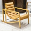 Eileen Gray – Ecart International – Paire De Transats Cuir Gold Et Bois Naturel 11