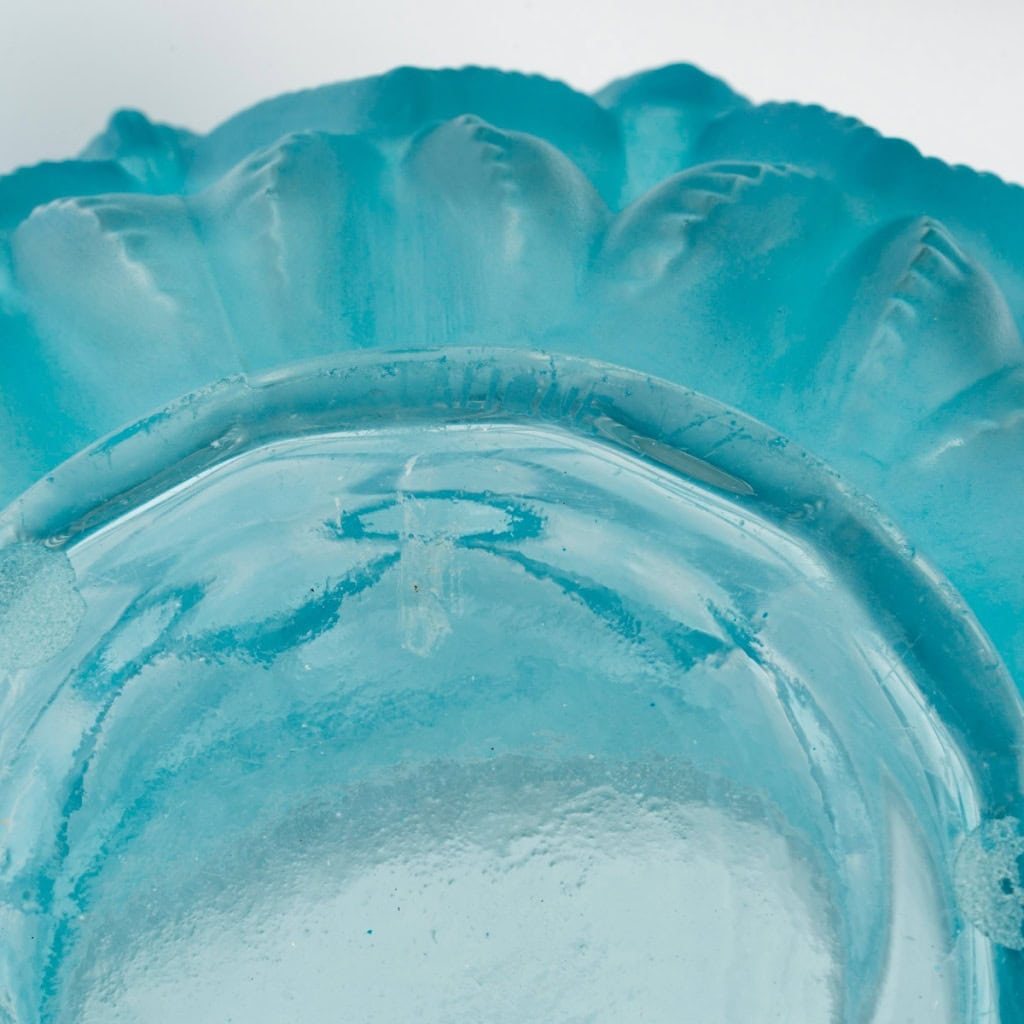 1929 René Lalique – Vase Languedoc Verre Blanc Patiné Bleu 8