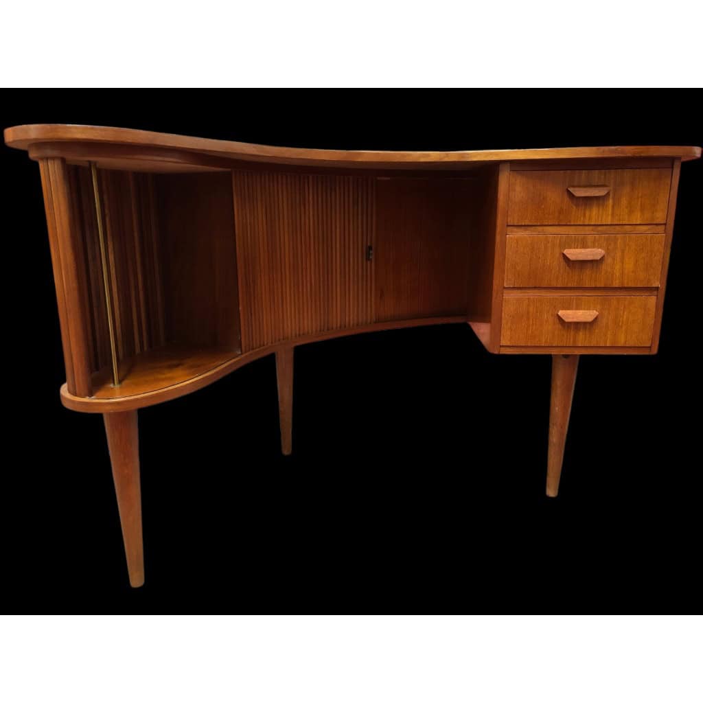 BUREAU Scandinave vintage en teck à deux compartiments bar conçu par Kaï Kristiansen. 4