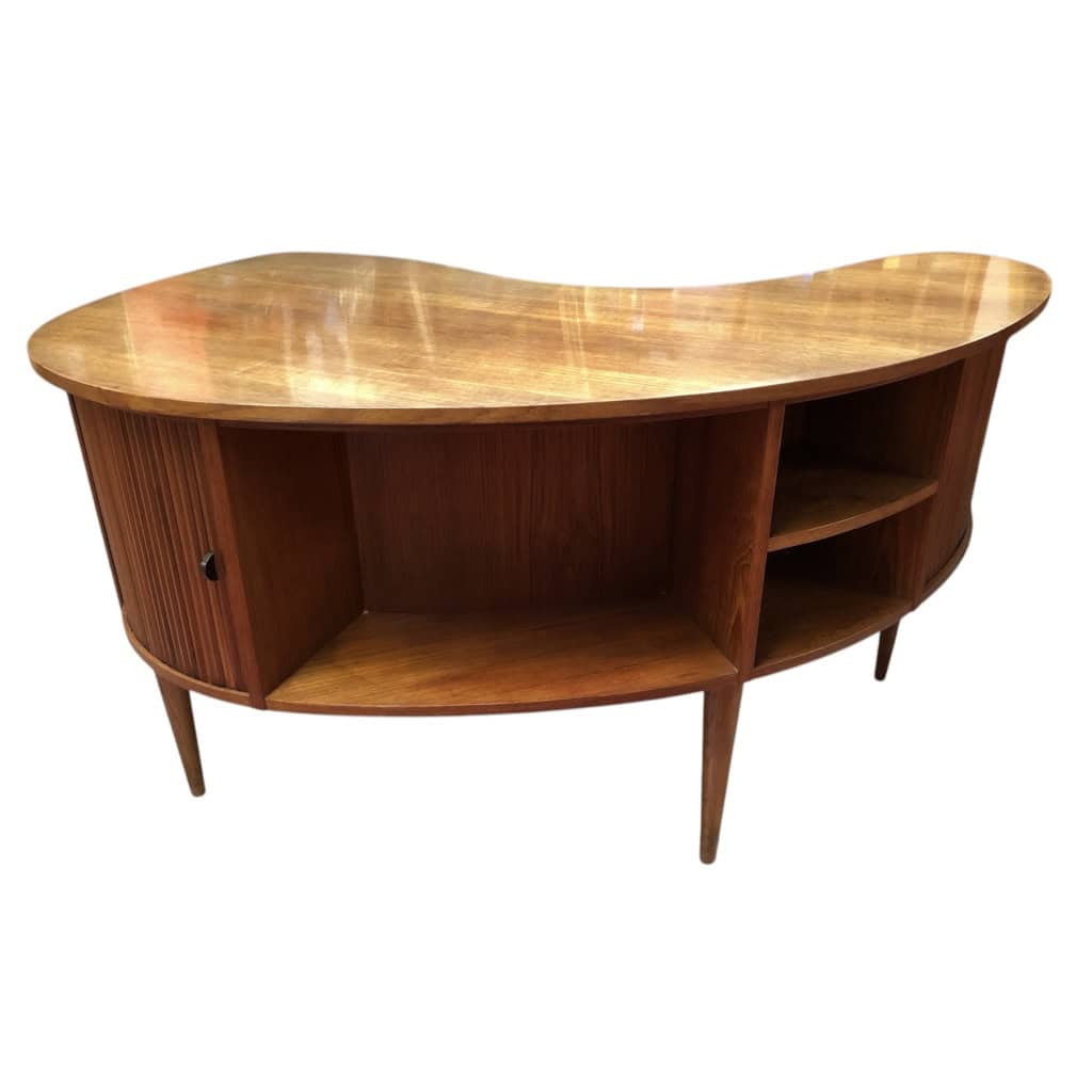 BUREAU Scandinave vintage en teck à deux compartiments bar conçu par Kaï Kristiansen. 15