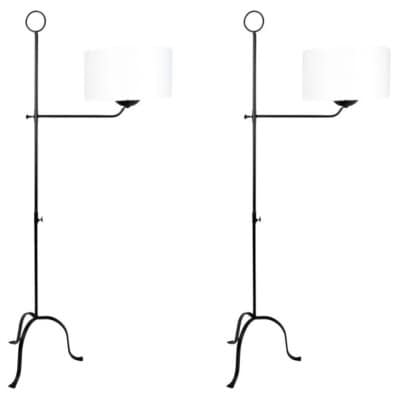 1960 Original, Paire de lampadaires en fer forgé des Ateliers Vallauris