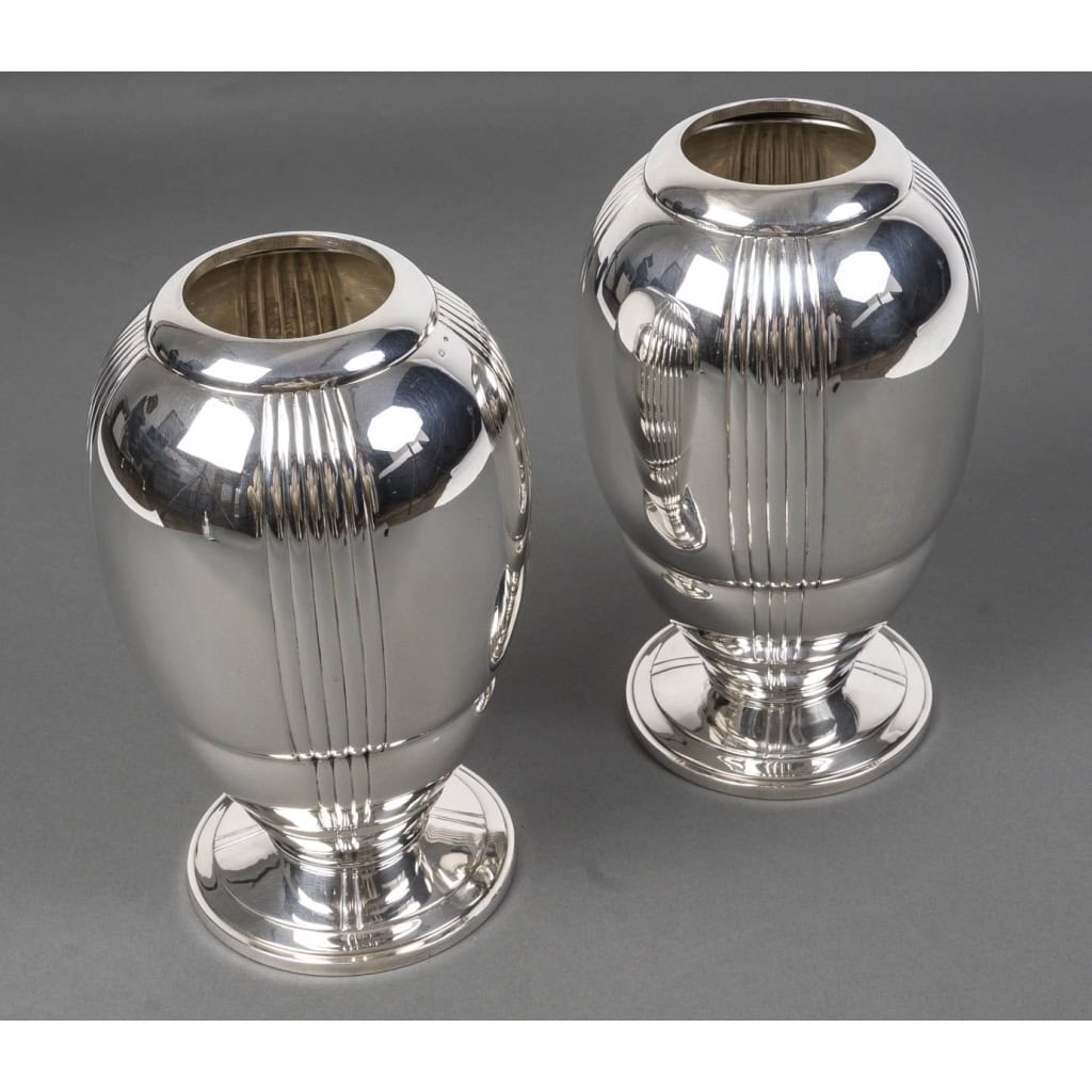 Ravinet d’Enfert – Paire de vases en argent massif Epoque ART DECO 4