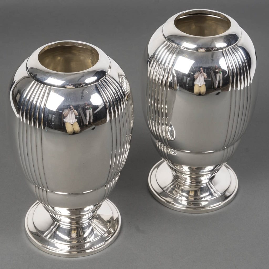 Ravinet d’Enfert – Paire de vases en argent massif Epoque ART DECO 11