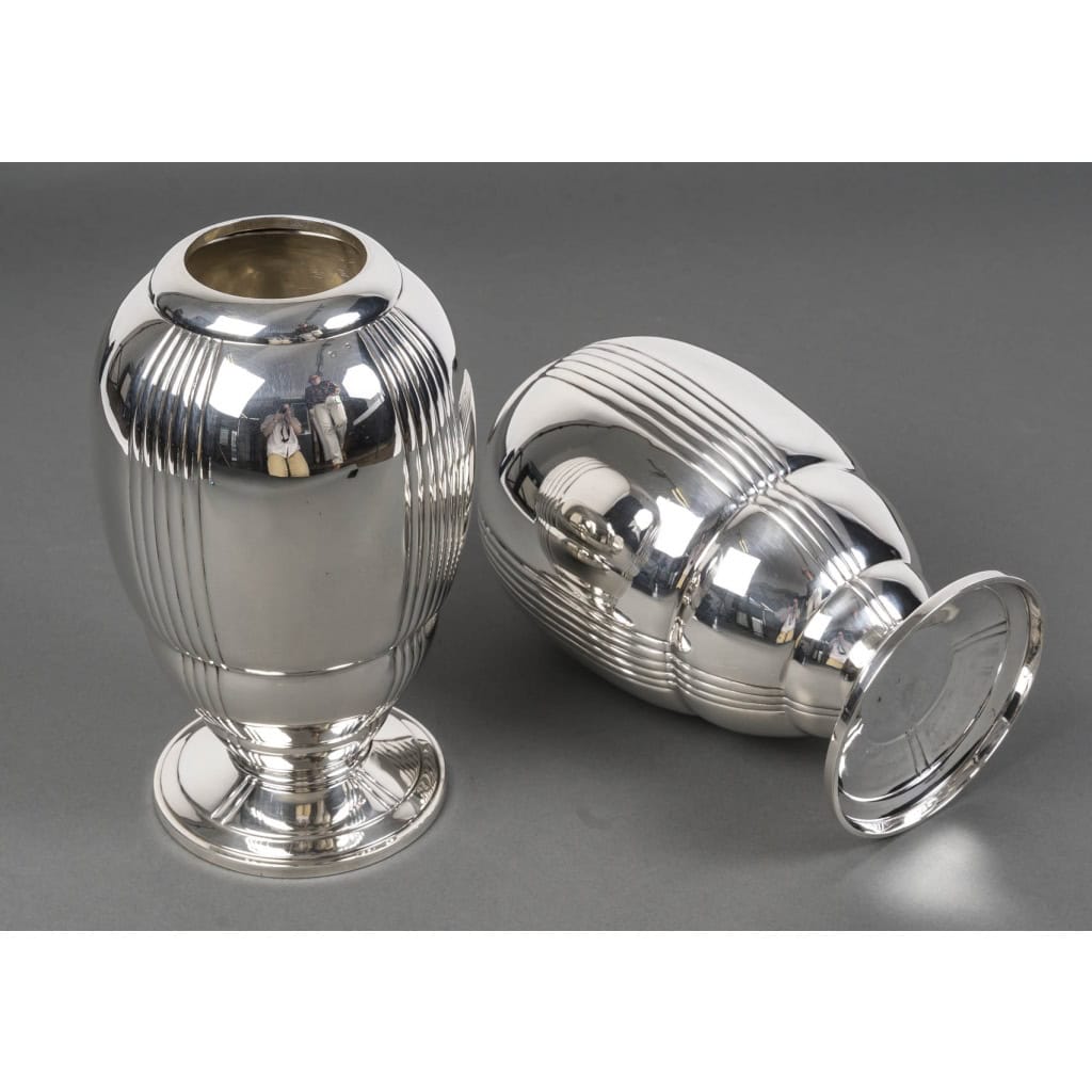 Ravinet d’Enfert – Paire de vases en argent massif Epoque ART DECO 3