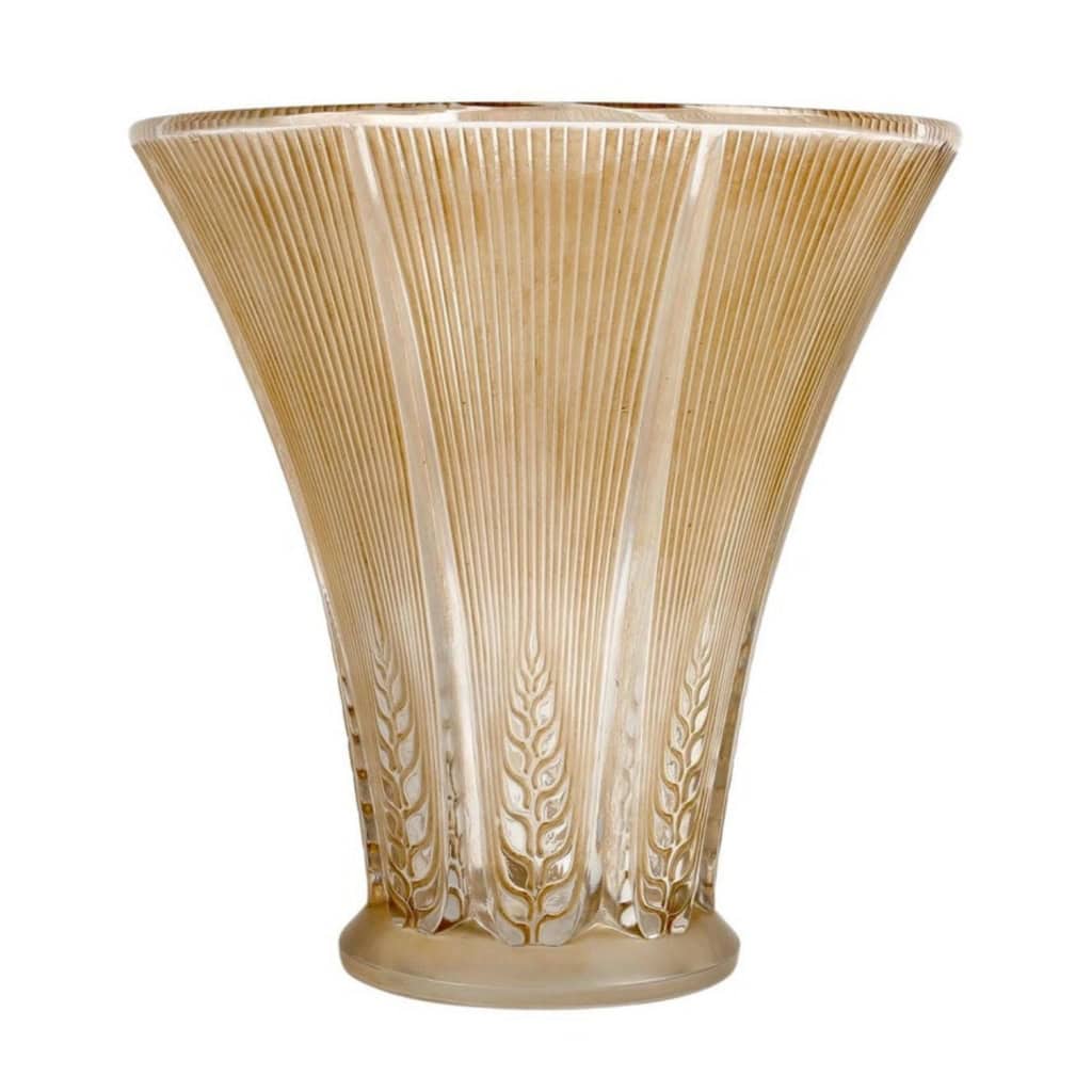 1931 René Lalique – Vase Epis Verre Blanc Patiné Sépia 3