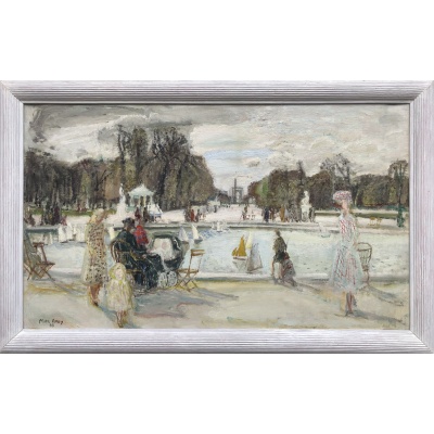 MACAVOY Edouard Georges Paris le jardin des Tuileries Huile sur toile signée Certificat d’authenticité