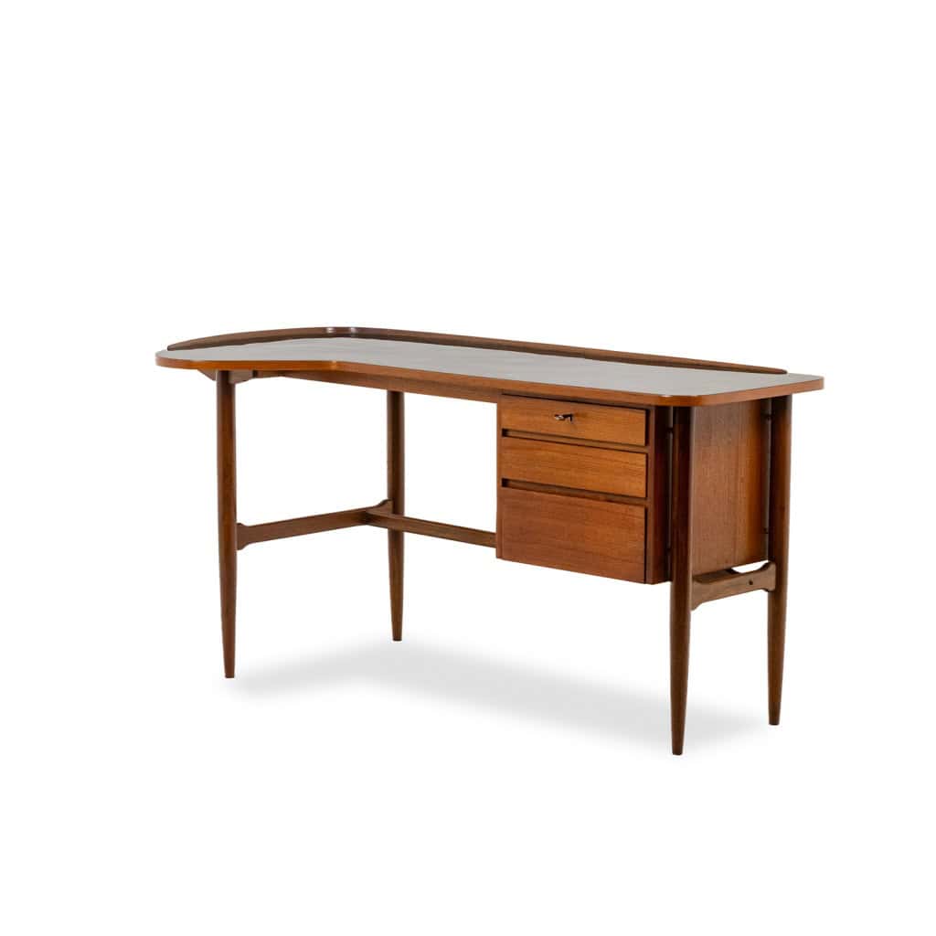 Bureau en teck, de forme libre. Années 1950. LS614859Q 3