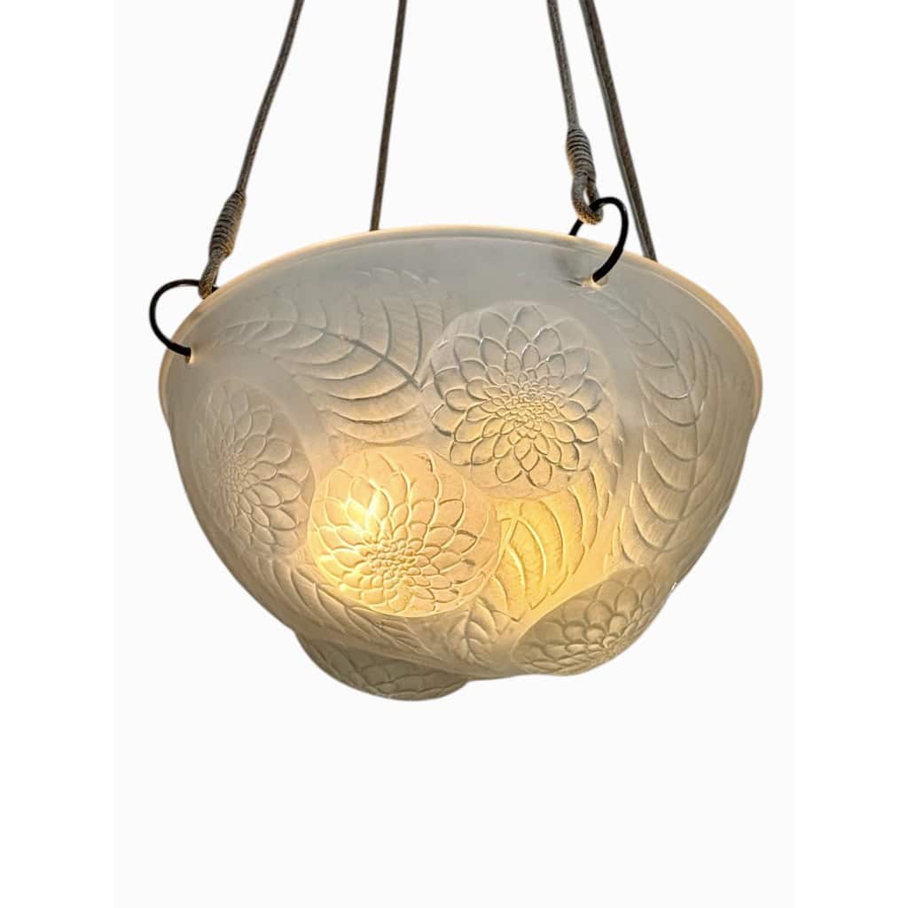 1921 René Lalique – Suspension Dahlias Verre Blanc 6