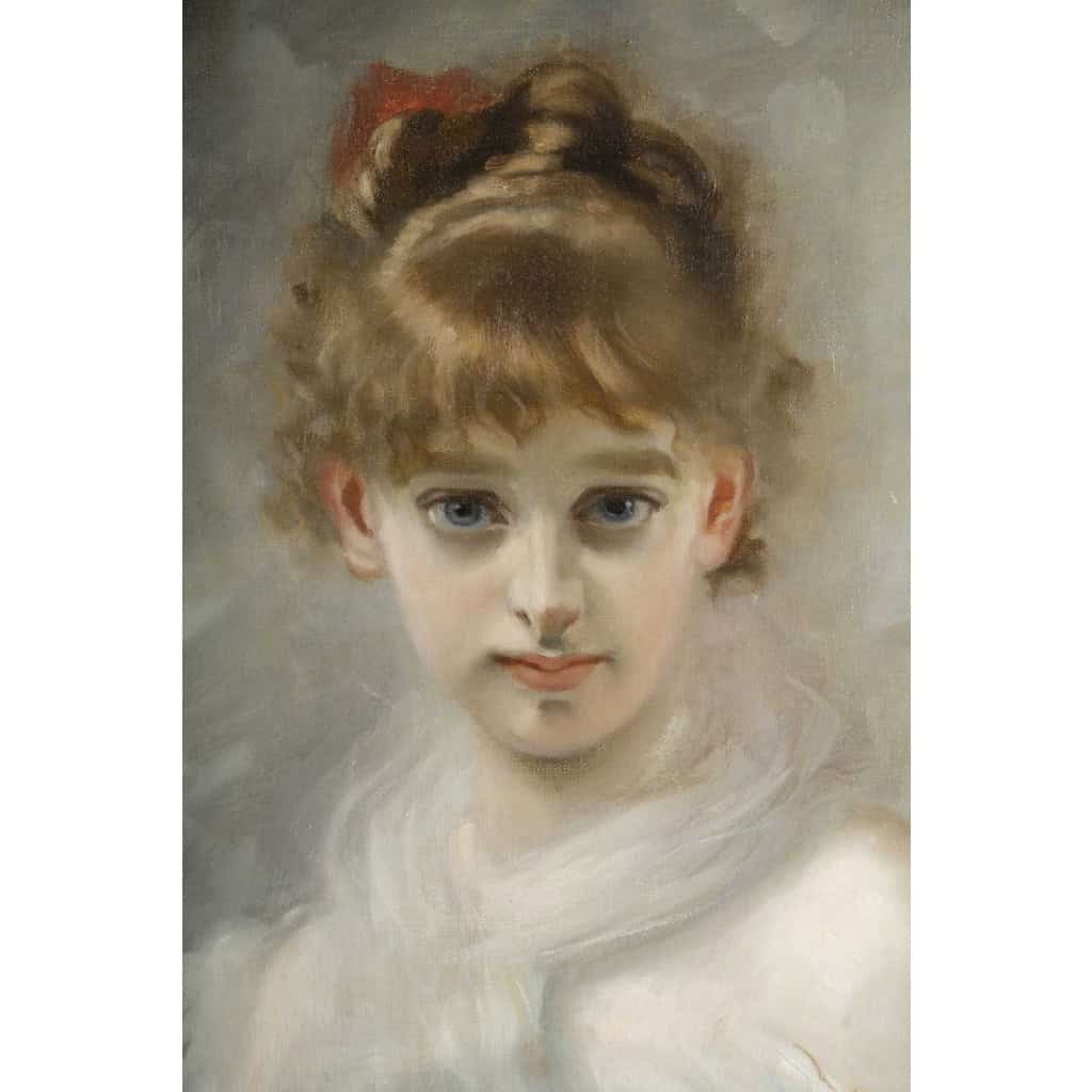 Charles CHAPLIN (1825-1891). Portrait d’Une Jeune Fille au ruban rouge 5