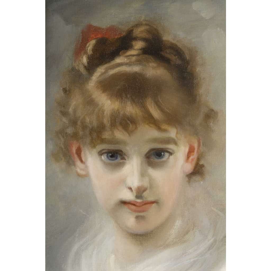 Charles CHAPLIN (1825-1891). Portrait d’Une Jeune Fille au ruban rouge 6