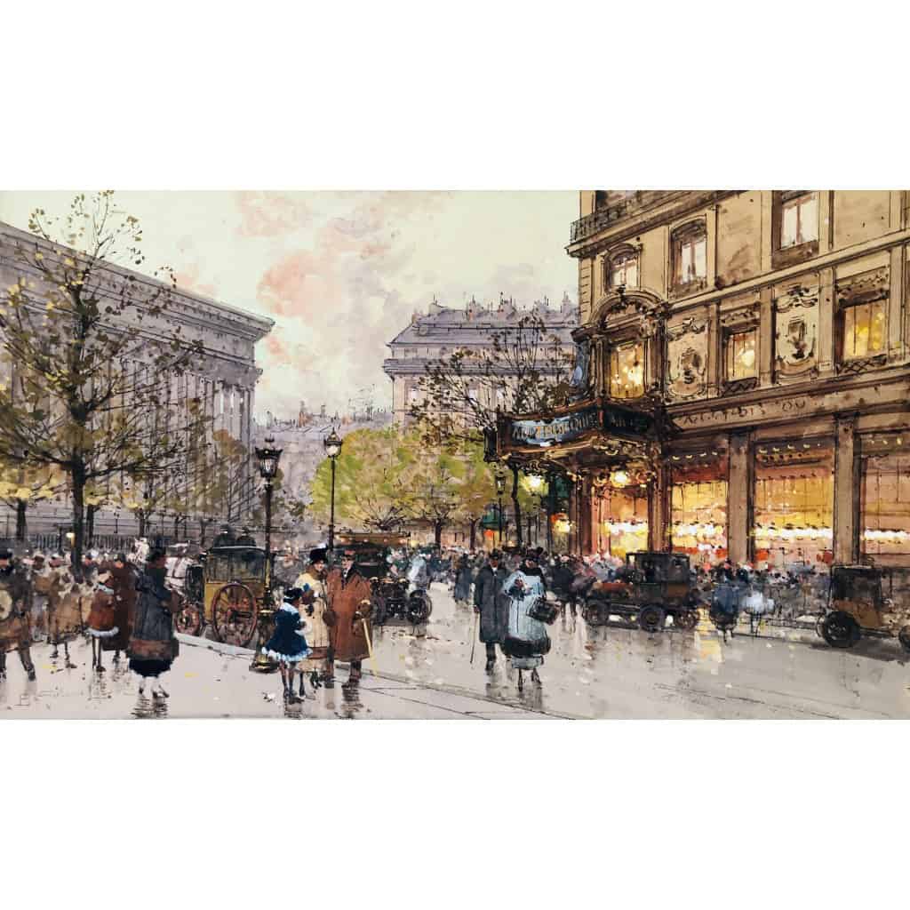 GALIEN LALOUE Tableau 20è Paris Animation Aux 3 Quartiers à La Madeleine Gouache Aquarelle Certificat d’authenticité 10