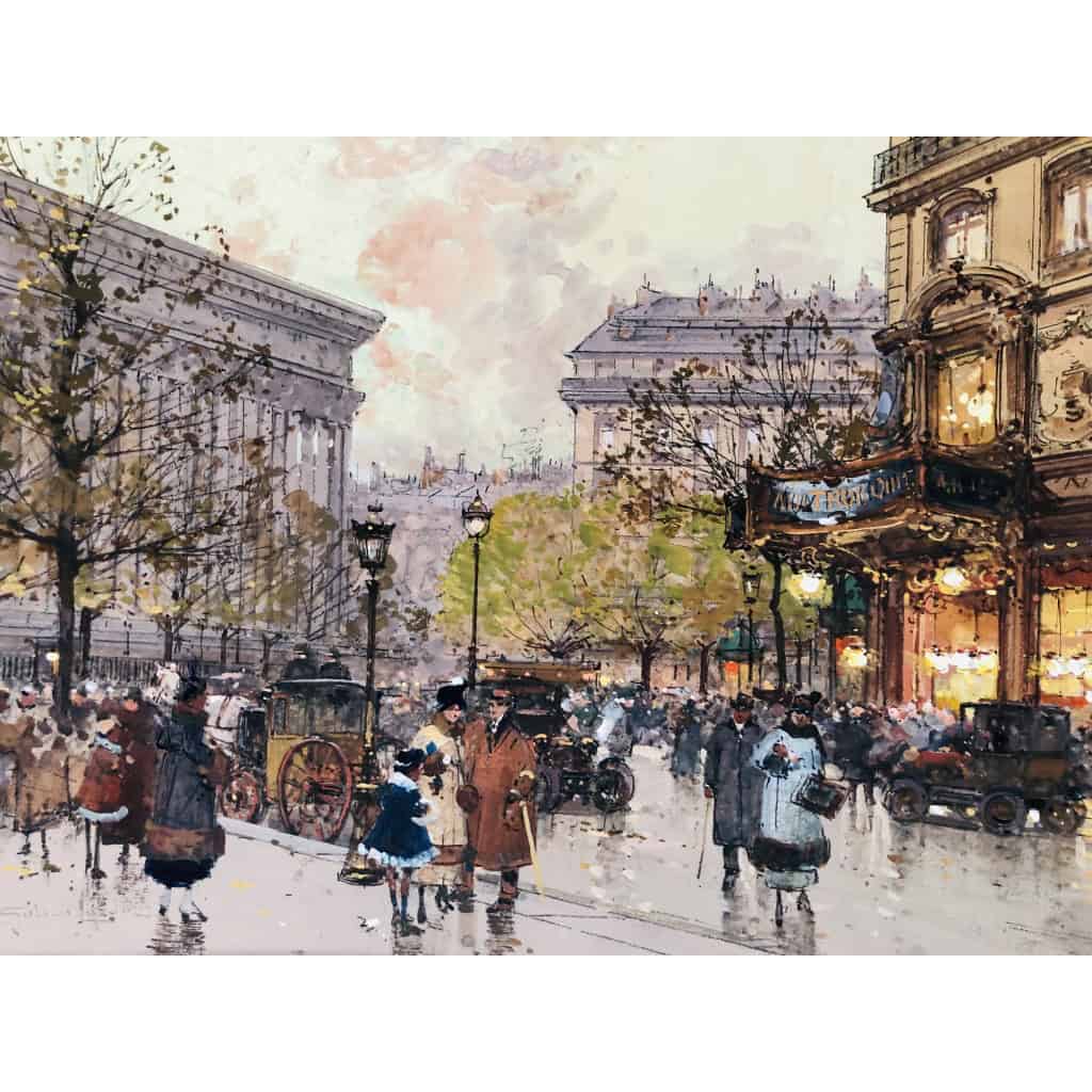 GALIEN LALOUE Tableau 20è Paris Animation Aux 3 Quartiers à La Madeleine Gouache Aquarelle Certificat d’authenticité 9