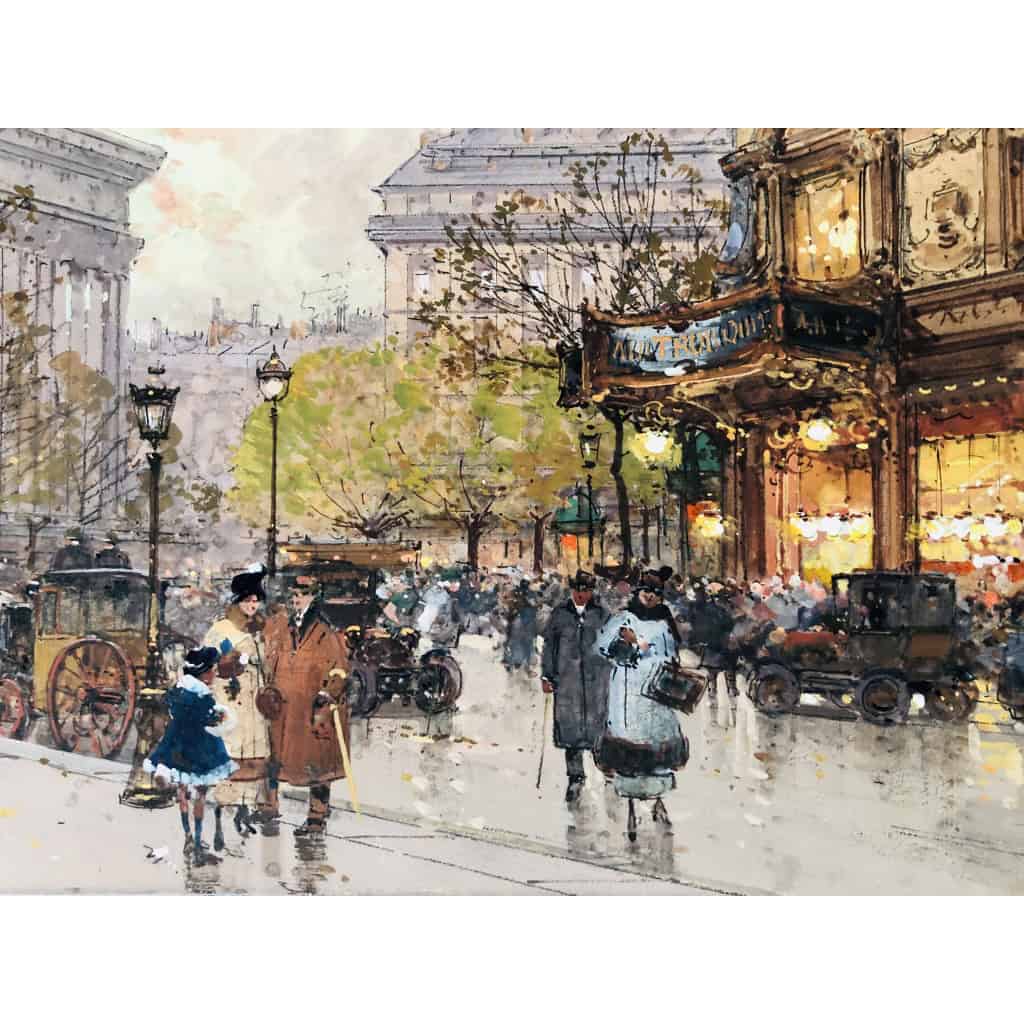 GALIEN LALOUE Tableau 20è Paris Animation Aux 3 Quartiers à La Madeleine Gouache Aquarelle Certificat d’authenticité 7