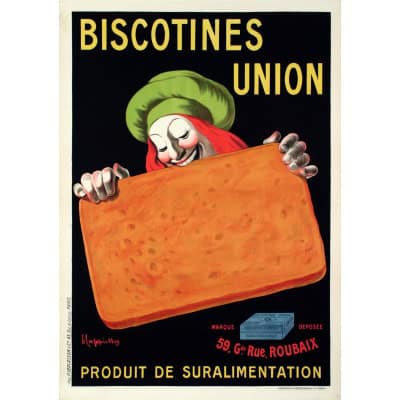 Affiche Originale, Leonetto Cappiello, Biscotines Union, Biscuits, Biscuiterie, Biscotte, Boulangerie, Beurre, Pain, Alimentation, Nourriture, Cuisine, Roubaix, 1906