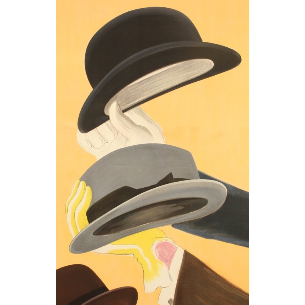 Affiche Originale, Leonetto Cappiello, Mossant, Chapeaux, Chapelier, Chapellerie, Mode, Couture, Textile, Accessoire, Feutre, Homme, Gentleman, Costume, Gants, 1938 4